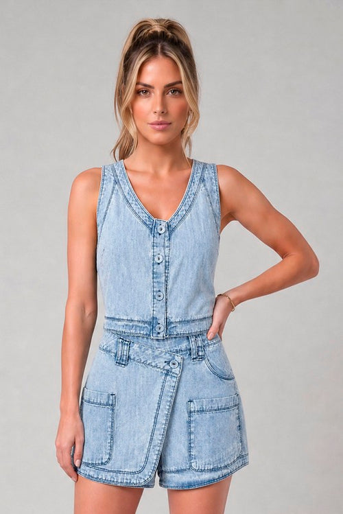 Conjunto De Blusa Cropped E Short Saia