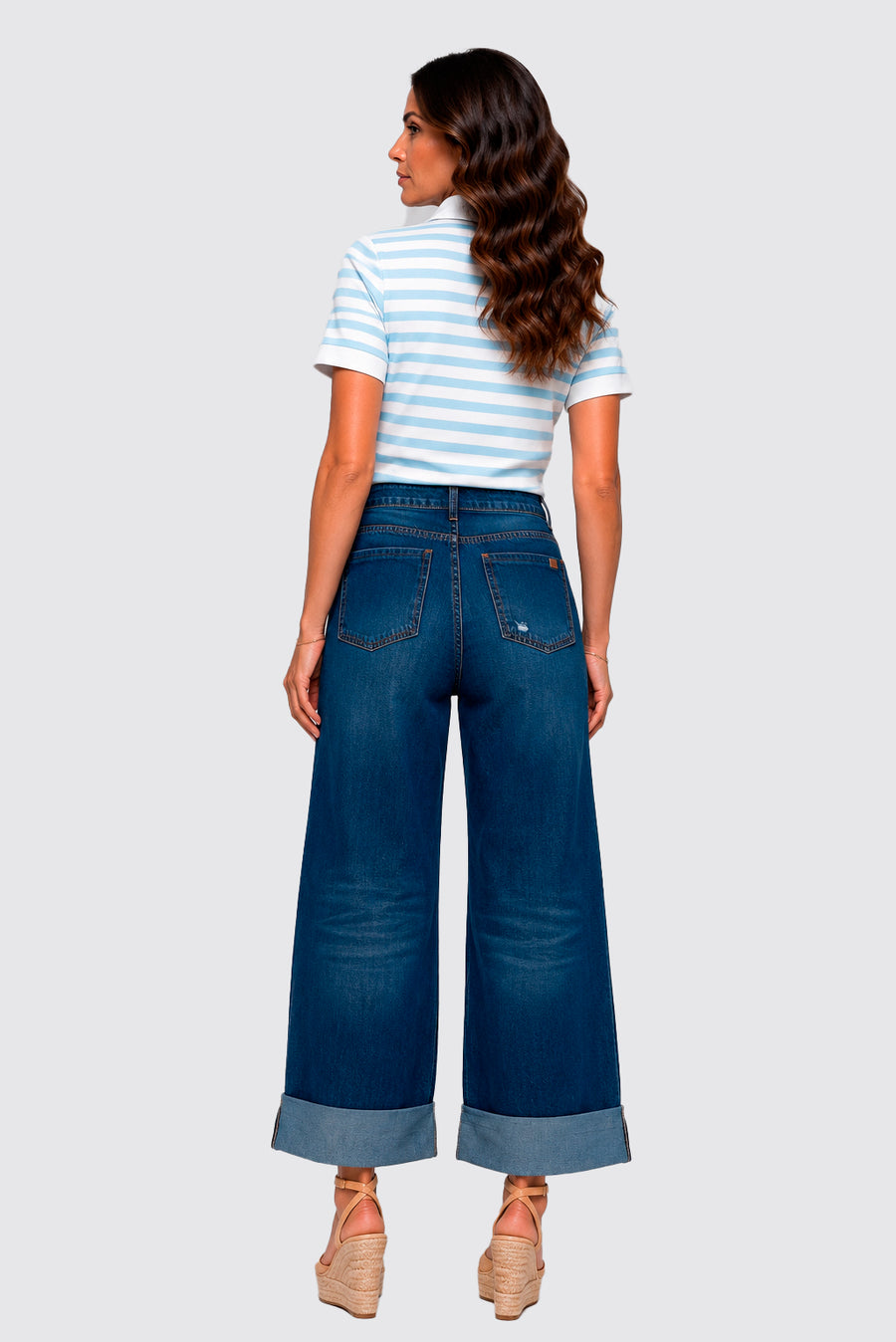 Calca Cropped Com Barra Virada