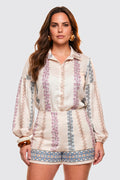 Blusa Camisa Com Manga Longa Volumosa