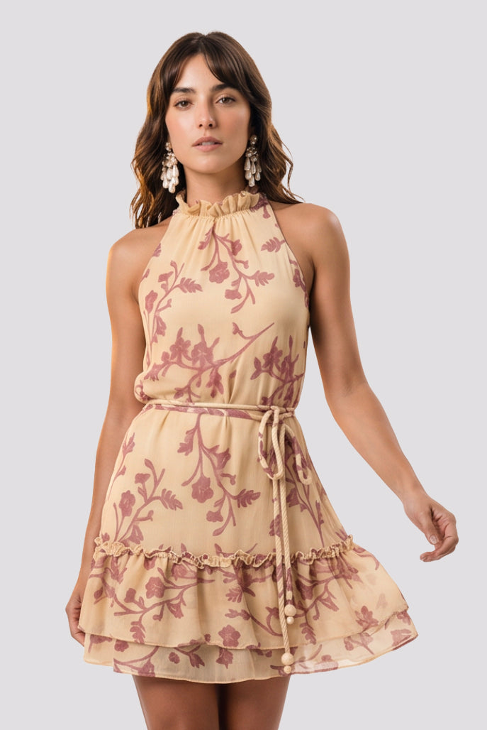 Vestido Curto Com Babados