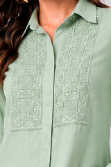 Blusa Manga Longa Com Renda