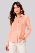 Blusa Manga Longa Com Renda