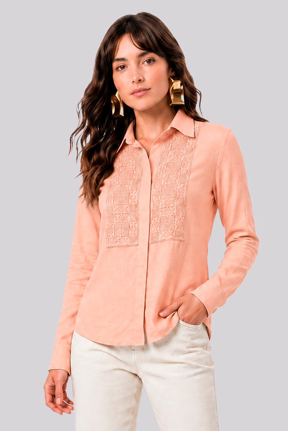 Blusa Manga Longa Com Renda