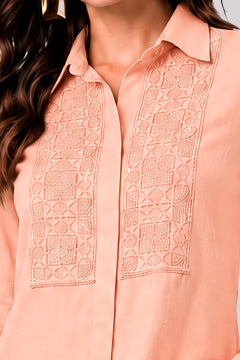 Blusa Manga Longa Com Renda