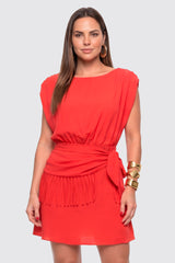 Vestido Curto Com Lenco