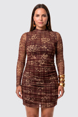 Vestido Curto Drapeado Com Manga Longa